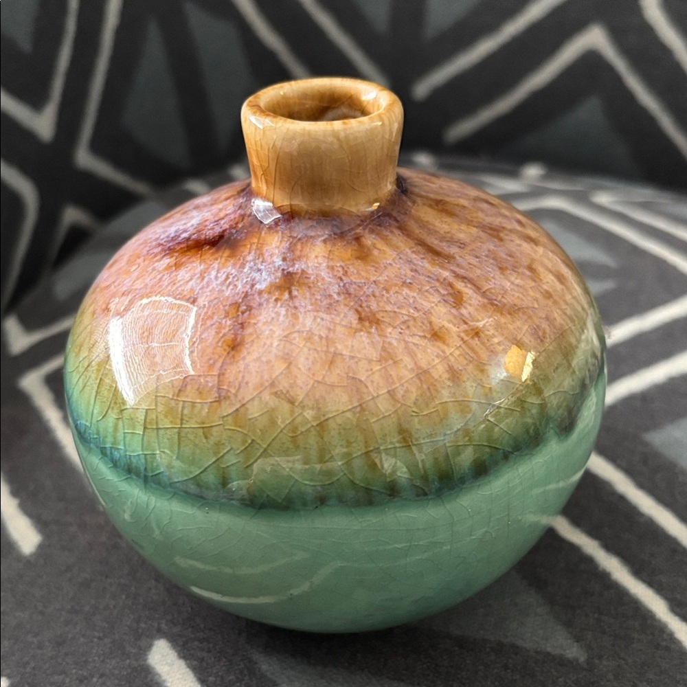 Handcrafted Studio Art Pottery Multicolor Ceramic Bud Vase